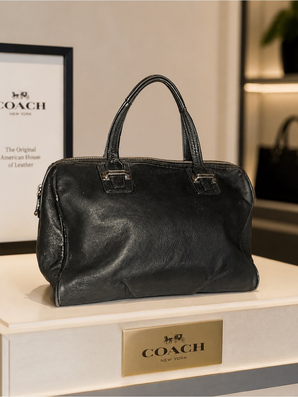 Coach Taylor Black Leather Satchel (F25296)
